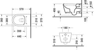 Унитаз подвесной DURAVIT ME by Starck 370х570х355 безободковый, крепление 2529090000