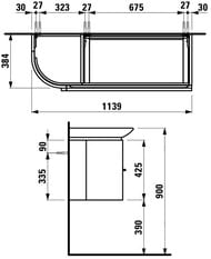 Тумба под умывальник Laufen CASE for Palace 4.0162.2.075.463.1 (1140х375х450) правая, 2 ящика, белый матовый