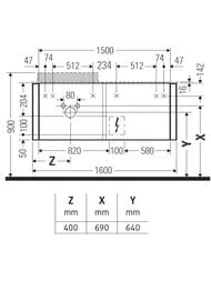 ����� ��� �������� ����� Duravit Happy D.2 Plus 1600�408�550 2 �����, ����� ������ HP4934L2222