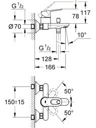 ��������� Grohe BauLoop 23341000 ��� �����/����, �������������, �������� �����, ����� 1/2"