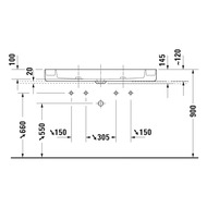 Умывальник накладной Duravit Bento Starck Box 1145х460х120 2 отв. под смеситель, белый 2660113272