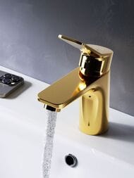 Смеситель AM.PM X-Joy F85A02199 100 мм, для умывальника, однозахватный, фиксированный излив, золот — изображение 8