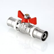 Кран шаровый 16х16мм VALTEC BASE под пресс, красная бабочка VT.243.N.1616