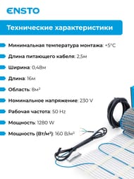   Ensto FinnMat EFHFM160.8, 82, 160/2, 0,48  16, 1280,  