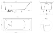 Ванна из искусственного камня Salini Orlanda Kit S-Stone (1700х700х560) 102121M цвет: белый