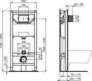 Инсталляция Ideal Standard ProSys + Унитаз TESI AquaBlade + тонкое сиденье микролифт T386801 (T007901+T352701+R020467)