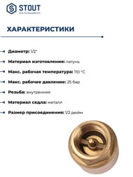 Клапан обратный STOUT 3/4" пружинный муфтовый с металлическим седлом SVC-0011-000020