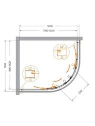 ������� ������ CEZARES RELAX (900�1200�2000) RELAX-304-RH-2-120/90-C-GM ������ �����./�������. �����