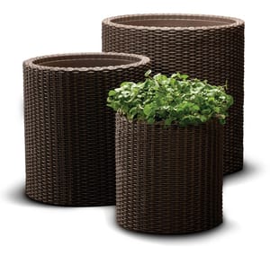 Комплект кашпо KETER CYLINDER PLANTERS SET S+M+L, цилиндрическое, коричневый