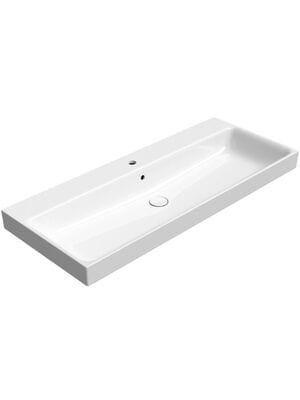 Раковина накладная/подвесная GSI Nubes 1200х500х160 с переливом, с отв. под смеситель,белый 9624111