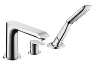 Смеситель Hansgrohe Metris 31190000 на борт ванны, 3 отверстия, с ручным душем, внешняя часть, хром
