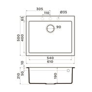 Мойка Omoikiri BOSEN 61A-GB (610х500х210) врезная, Artceramic, цвет графит 4993824 — изображение 3