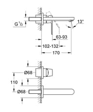 Смеситель Grohe EuroSmart Cosmopolitan 19381000 для умывальника на 2 отверстия, S-Size