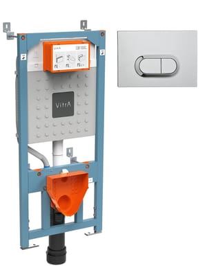 Инсталляция для подвесного унитаза Vitra V12 Rapid с клавишей смыва хром глянцевый 700-1873