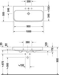 ���������� Duravit Happy D.2 1000�505�170 3 ��������� ��� ���������, ������� 2318100030