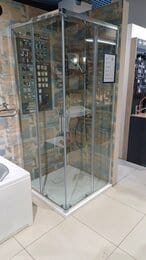 Уценка!Уголок душевой RIHO HAMAR 2.0 (900х900х2000) с поддоном, раздв. двери, хром/стекло прозрачное