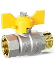Кран шаровый 3/4" ВН LD Pride бабочка желтая, внутренняя/наружная резьба 47.20.В-Н.Б GAS