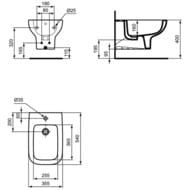 Биде подвесное Ideal Standard i life A 355х540х305 отверстие под смеситель, перелив, белый T471801