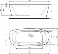 Ванна акриловая Ideal Standard Lux DEA 1700х750х610 отдельностоящая, с обвязкой, черная K8720V3