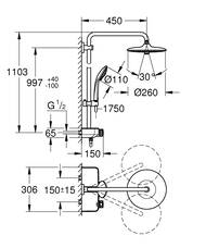 Душевая система Grohe Euphoria SmartControl 260 MONO 26509000 термостат, настенный монтаж, хром