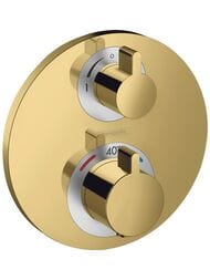 Смеситель Hansgrohe Ecostat S 15758990 термостат, с запор/перекл вентилем, внеш.часть, полир золото — миниатюра 1