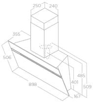 ������� ELICA Stripe Urban Cast Zink/A/90 LED, 900�355��, 1200�3/�, 265��, �����.������ PRF0147739