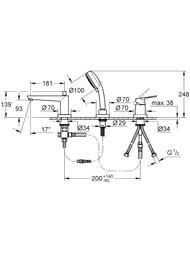 ��������� ��� ����� Grohe BauEdge 93 ��, ����. �����, ������ ���, �������������, ���� 2511700A