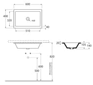 ���������� Azzurra Thin (600�400�140) ����.�����, �/���. ��� ����. � ��������, ����� THLT06040000BI