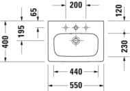 Умывальник DURAVIT DuraStyle 550х400х170 антигряз.покр., отв. под смеситель, перелив 23375500001