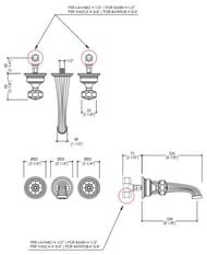 Смеситель для раковины Devon&Devon Excelsior King EXC-KN133MCR настенный, на 3 отверстия, хром