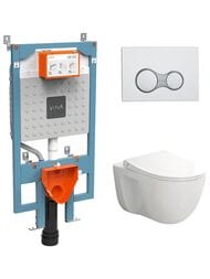 Комплект: Инсталляция Vitra с клавишей хром + унитаз VitrA S40 + сиденье с микролифтом 9860B003-7200