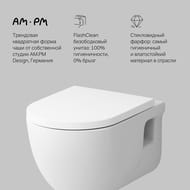 Унитаз подвесной AM.PM Like FlashClean (355х530х400) безободковый, сиденье с микролифтом C801701SC