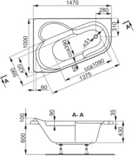 Ванна акриловая VAGNERPLAST SELENA 147 R (1470х1000х430) угловая, правая VPBA141SEL3PE-04