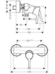 Смеситель Hansgrohe Talis S 72600000 для душа, однорычажный, настенный, хром — изображение 2