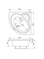 Ванна акриловая VAGNERPLAST CATALINA 146 (1460х1460х450) угловая, белая VPBA146CTL3X-04