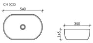 Раковина накладная Ceramicanova Element 540х350х145 овальная, без перелива, цвет: белый CN5023
