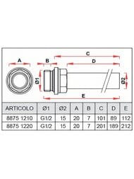 Трубка FAR d15, 1/2"НР с EPDM, 200мм, медная, хромированная, FC 8875 1220