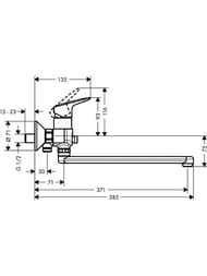 Смеситель Hansgrohe Logis 71402000 для ванны/душа, настенный, однозахватный, длинный излив