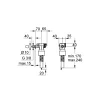 Наполнительный клапан смыва Grohe 3/8" для бачка унитаза, без компенсатора смещения 37095000