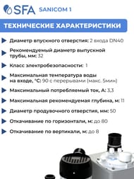 Насос SFA SANICOM 1 для общественного пользования, панель управления на корпусе
