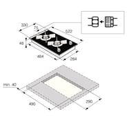 Газовая варочная панель ASKO HG8320BGB1 (330х48х522) 2 конфорки, черное стекло