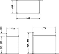 Металлическая консоль для раковины 85 Vero Duravit 0030711000