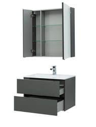 Тумба под умывальник Aquanet Алвита 80 (790х513х445) подвесная, 2 ящика, серый антрацит 215120