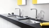 Смеситель Hansgrohe Metris 31087 для умывальника с высоким поворотным изливом, донным клапаном