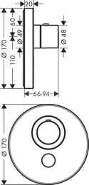 Смеситель Axor ShowerSelect 36726000 Highflow для душа, встраиваемый в стену, термостат, хром