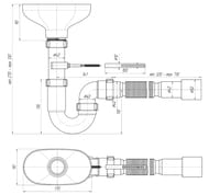 Сифон ANI 1 1/2"х40мм прямоточн. с разрывом струи с гибкой трубой 40*40/50 DR0115