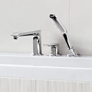 Смеситель Hansgrohe Metris 31190000 на борт ванны, 3 отверстия, с ручным душем, внешняя часть, хром