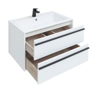 Тумба под умывальник Aquanet Lino 80 790х533х495 подвесная, 2 ящика, цвет: белый матовый 253903
