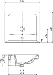Раковина Aquaton Тигода 60 1WH302082 600x475x190 мм, перелив, отверстие под смеситель, белая
