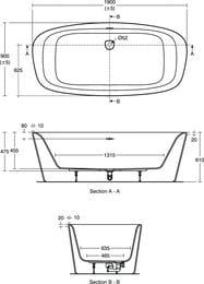 Ванна акриловая Ideal Standard Lux DEA 1900х900х610 отдельностоящая, с обвязкой, черная K8722V3